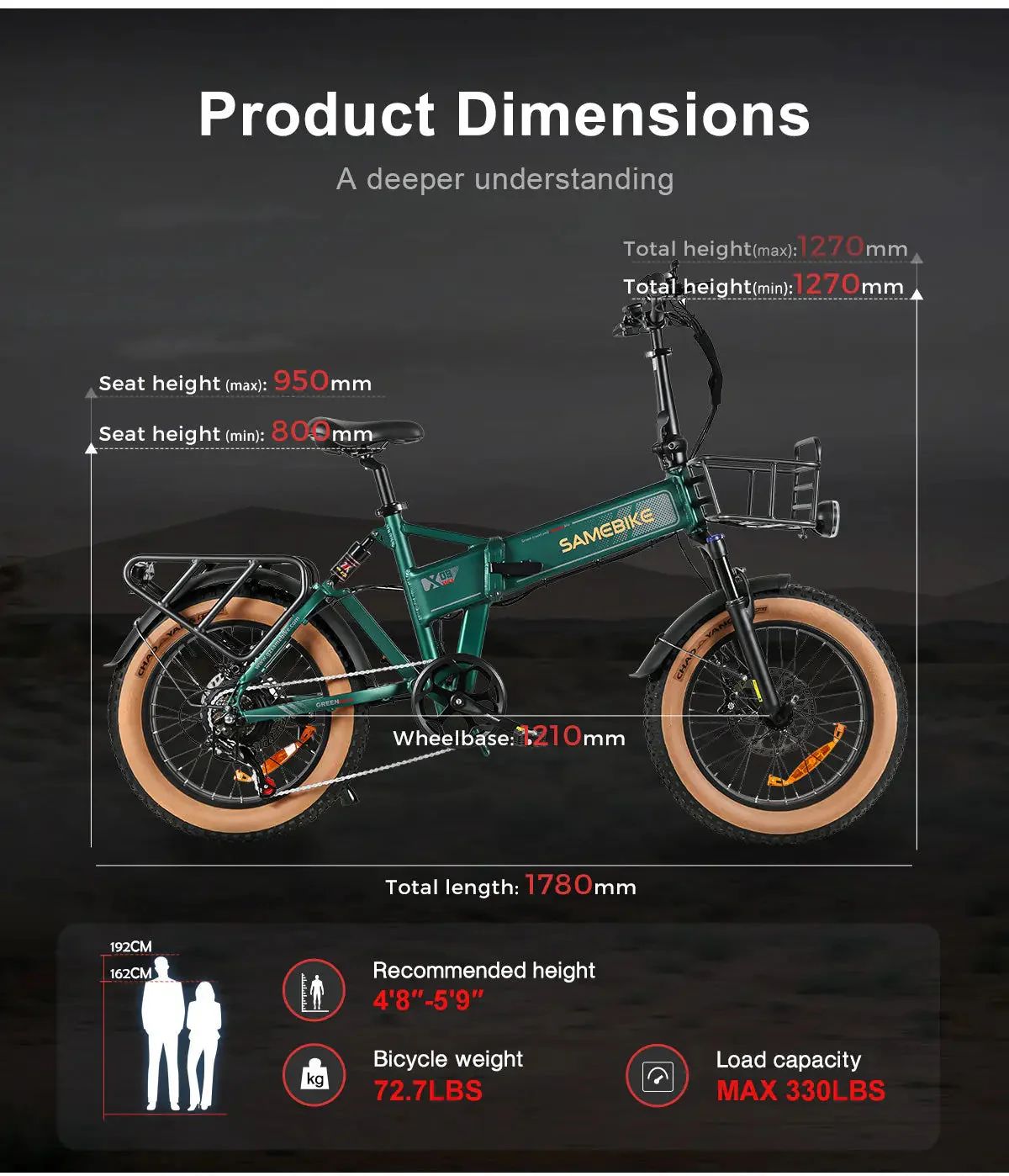 VTT électrique SAMEBIKE XWLX09-II 1000W à Pneus Larges – Image 8