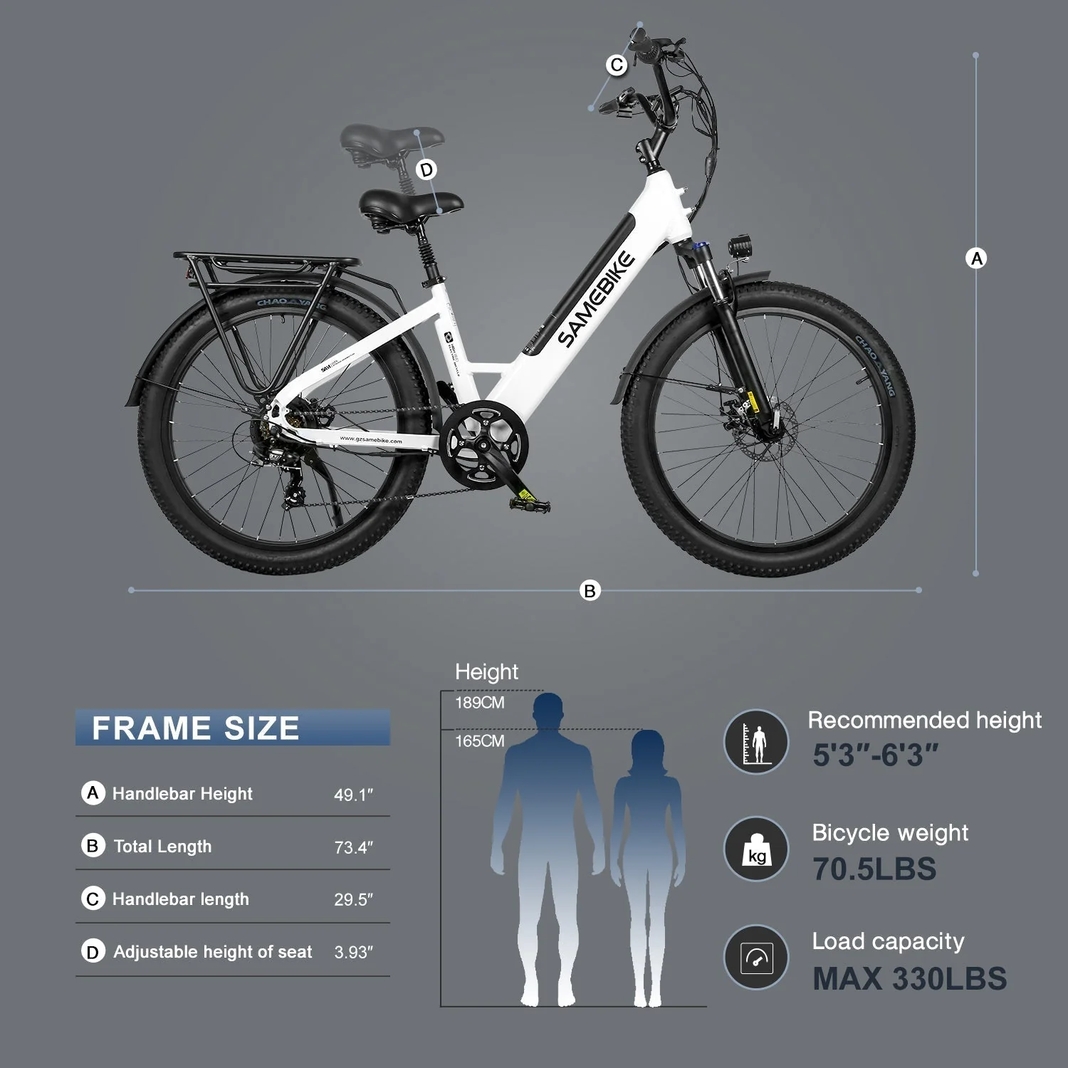 Vélo électrique Urbain SAMEBIKE RS-A01 Plus 750W Moteur – Image 6